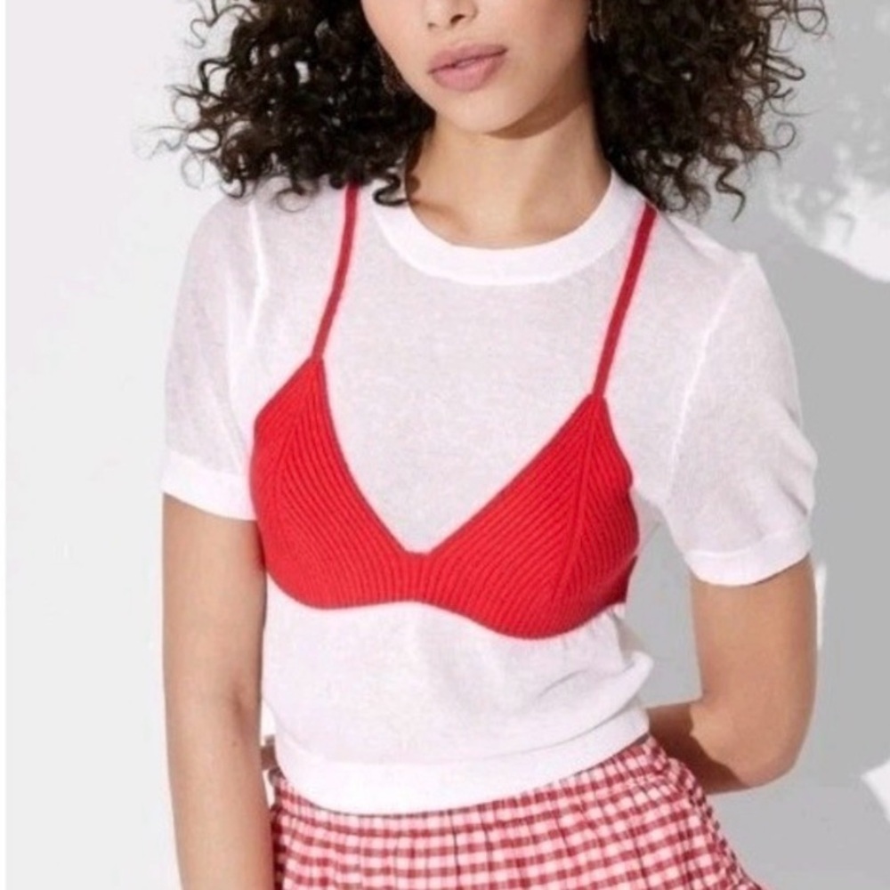Wild Fable Red and White Layered Short Sleeve Tee